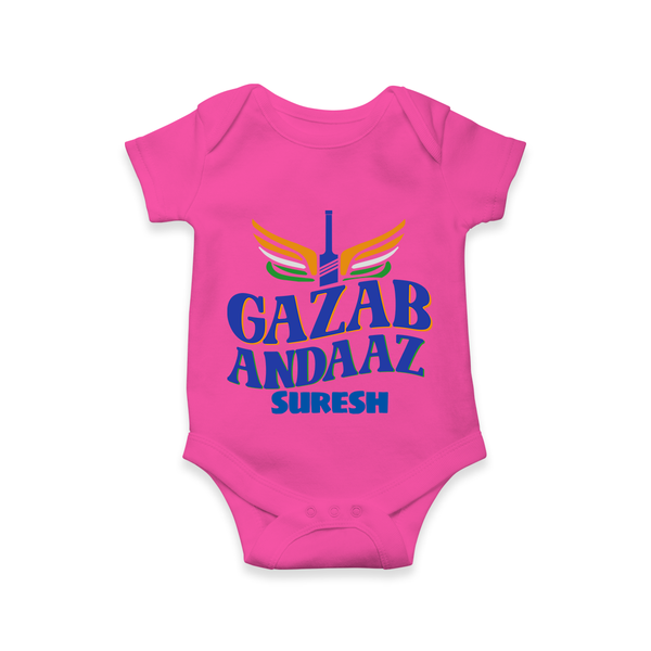 Gazab Andaaz - Cheer For Your Team With Our Customized IPL-Themed Romper For Babies With Name - HOT PINK - 0 - 3 Months Old (Chest 16")