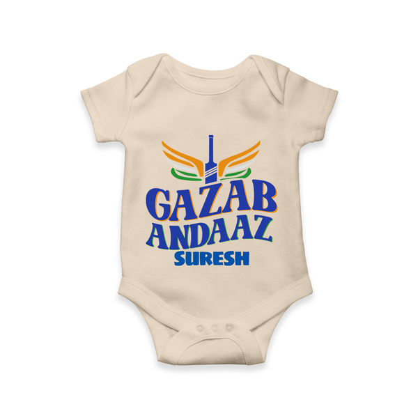 Gazab Andaaz - Cheer For Your Team With Our Customized IPL-Themed Romper For Babies With Name - IVORY - 0 - 3 Months Old (Chest 16")