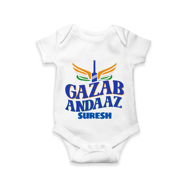 Gazab Andaaz - Cheer For Your Team With Our Customized IPL-Themed Romper For Babies With Name - WHITE - 0 - 3 Months Old (Chest 16")