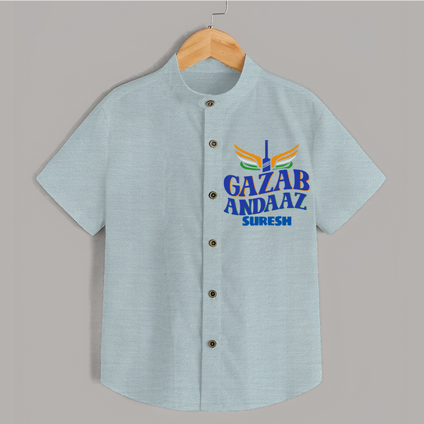 Gazab Andaaz - Cheer For Your Team With Our Customized IPL-Themed Shirt For Kids With Name - ARCTIC BLUE - 0 - 6 Months Old (Chest 23")