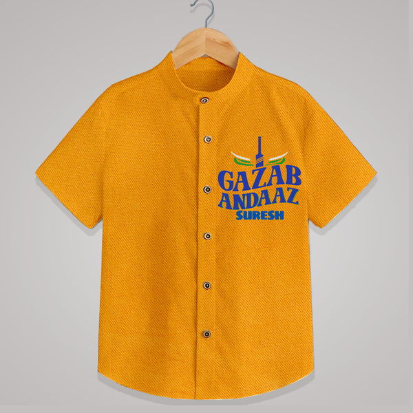 Gazab Andaaz - Cheer For Your Team With Our Customized IPL-Themed Shirt For Kids With Name - CHROME YELLOW - 0 - 6 Months Old (Chest 23")