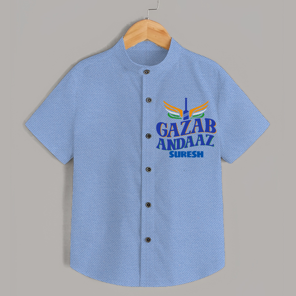 Gazab Andaaz - Cheer For Your Team With Our Customized IPL-Themed Shirt For Kids With Name - SKY BLUE - 0 - 6 Months Old (Chest 23")