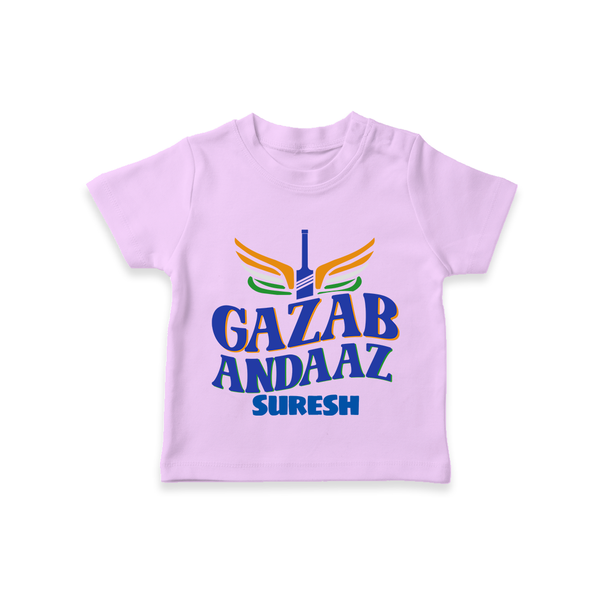 Gazab Andaaz - Cheer For Your Team With Our Customized IPL-Themed T-Shirt For Kids With Name - LILAC - 0-5 Months Old (Chest 17")