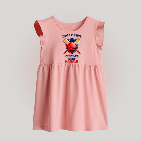Dad’s Future Cricket Buddy BABY FROCK – Cute Sports Outfit - BABY PINK - 0 - 3 Months Old (Chest 17")