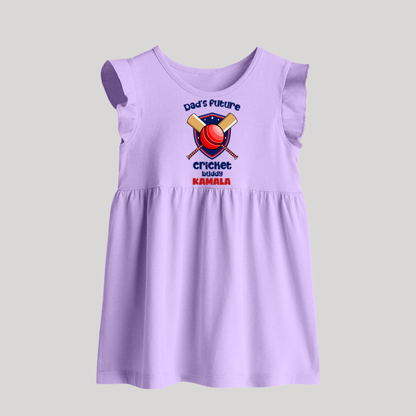 Dad’s Future Cricket Buddy BABY FROCK – Cute Sports Outfit - LILAC - 0 - 3 Months Old (Chest 17")