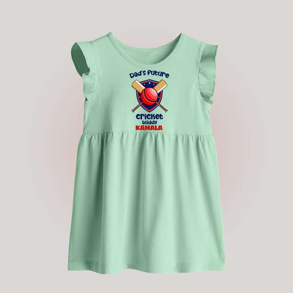 Dad’s Future Cricket Buddy BABY FROCK – Cute Sports Outfit - MINT GREEN - 0 - 3 Months Old (Chest 17")
