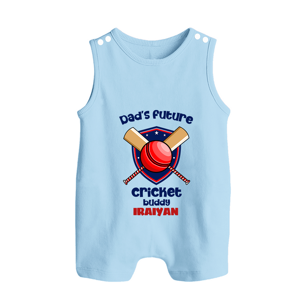 Dad’s Future Cricket Buddy BUTTON ROMPER – Cute Sports Outfit - BABY BLUE - New Born (Chest 18")