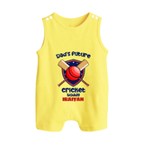 Dad’s Future Cricket Buddy BUTTON ROMPER – Cute Sports Outfit - PASTEL YELLOW - New Born (Chest 18")