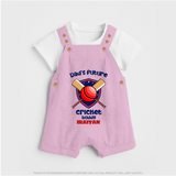 Dad’s Future Cricket Buddy DUNGAREE – Cute Sports Outfit - BABY PINK - 0 - 5 Months Old (Chest 18")