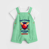 Dad’s Future Cricket Buddy DUNGAREE – Cute Sports Outfit - GREEN - 0 - 5 Months Old (Chest 18")