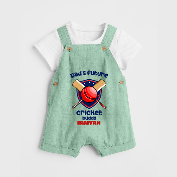 Dad’s Future Cricket Buddy DUNGAREE – Cute Sports Outfit - MINT GREEN - 0 - 5 Months Old (Chest 18")