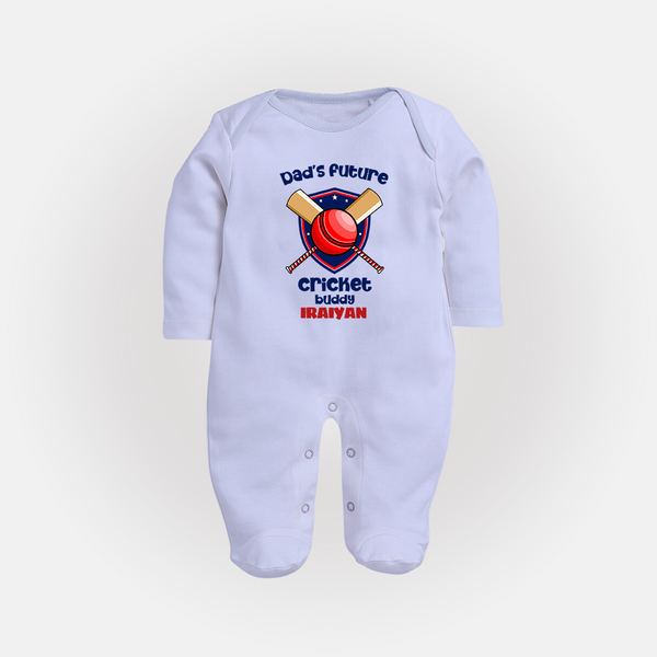 Dad’s Future Cricket Buddy FULL BODY SUIT – Cute Sports Outfit - BABY BLUE - New Born (Chest 7.5")