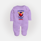 Dad’s Future Cricket Buddy FULL BODY SUIT – Cute Sports Outfit - LILAC - New Born (Chest 7.5")