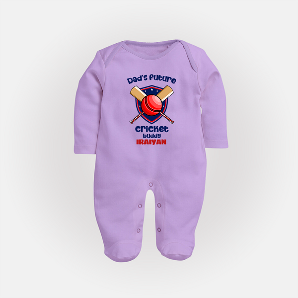 Dad’s Future Cricket Buddy FULL BODY SUIT – Cute Sports Outfit - LILAC - New Born (Chest 7.5")