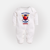 Dad’s Future Cricket Buddy FULL BODY SUIT – Cute Sports Outfit - WHITE - New Born (Chest 7.5")