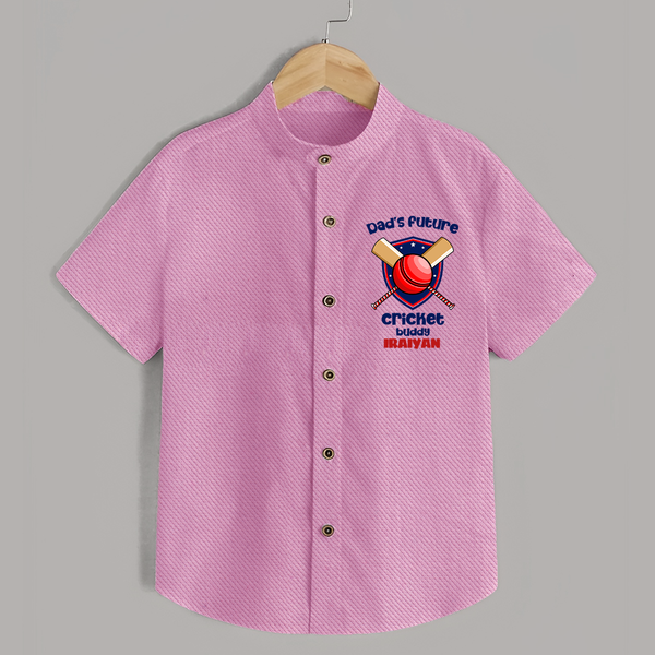 Dad’s Future Cricket Buddy SHIRT – Cute Sports Outfit - BABY PINK - 0 - 6 Months Old (Chest 23")