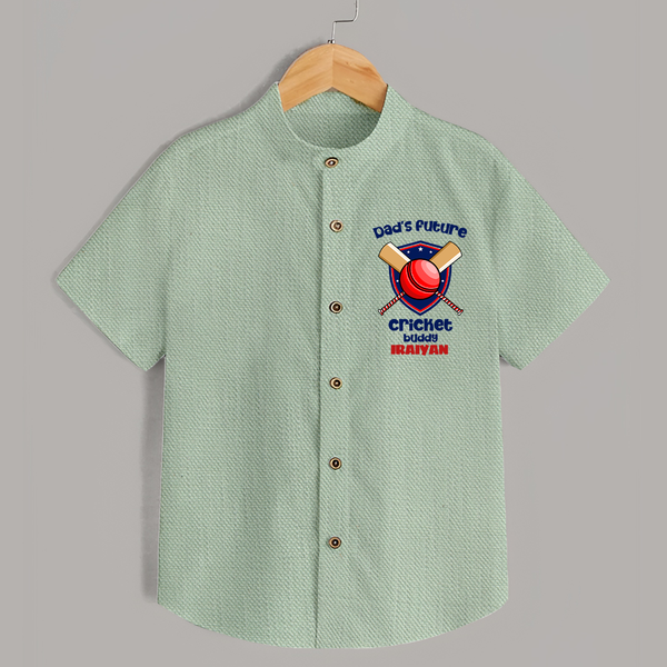 Dad’s Future Cricket Buddy SHIRT – Cute Sports Outfit - MINT GREEN - 0 - 6 Months Old (Chest 23")