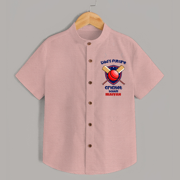 Dad’s Future Cricket Buddy SHIRT – Cute Sports Outfit - PEACH - 0 - 6 Months Old (Chest 23")
