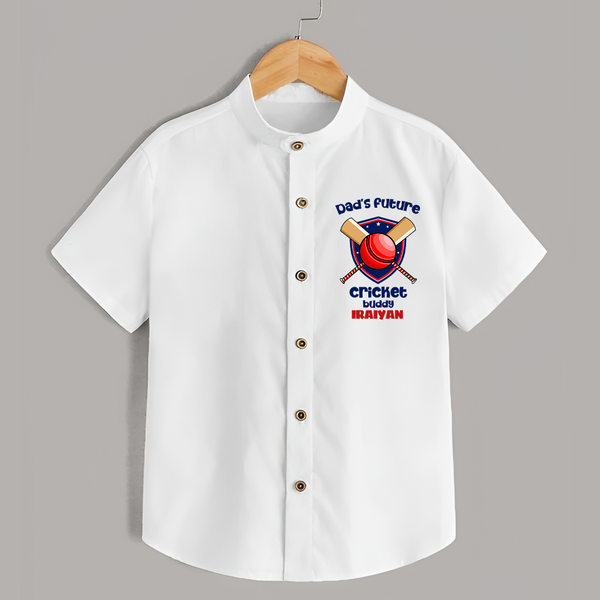 Dad’s Future Cricket Buddy SHIRT – Cute Sports Outfit - WHITE - 0 - 6 Months Old (Chest 23")