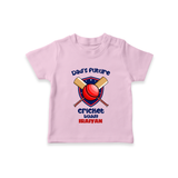 Dad’s Future Cricket Buddy TSHIRT – Cute Sports Outfit - BABY PINK - 0-5 Months Old (Chest 17")