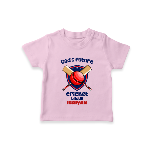 Dad’s Future Cricket Buddy TSHIRT – Cute Sports Outfit - BABY PINK - 0-5 Months Old (Chest 17")