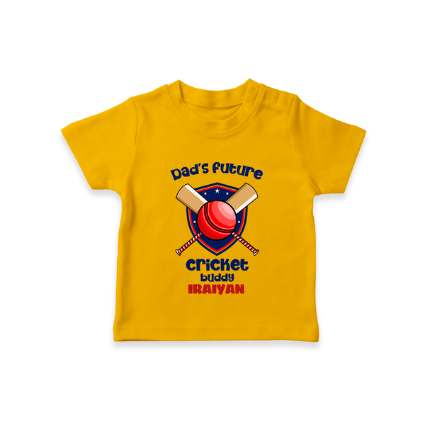 Dad’s Future Cricket Buddy TSHIRT – Cute Sports Outfit - CHROME YELLOW - 0-5 Months Old (Chest 17")