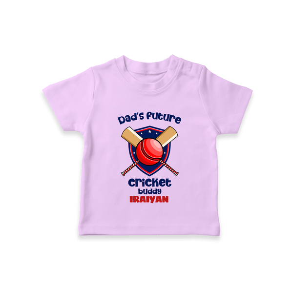 Dad’s Future Cricket Buddy TSHIRT – Cute Sports Outfit - LILAC - 0-5 Months Old (Chest 17")