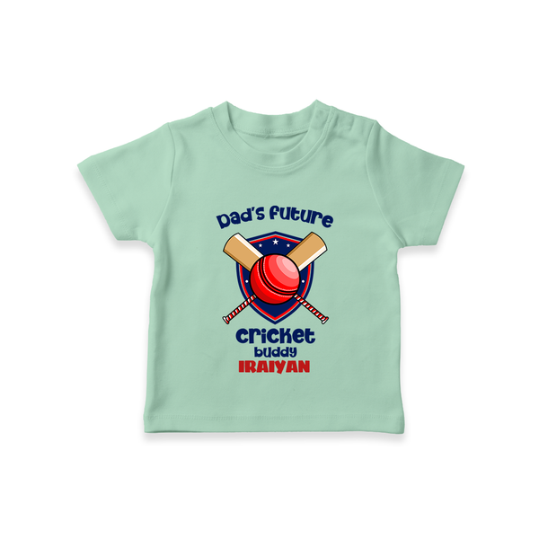 Dad’s Future Cricket Buddy TSHIRT – Cute Sports Outfit - MINT GREEN - 0-5 Months Old (Chest 17")