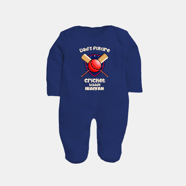 Dad’s Future Cricket Buddy FULL BODY SUIT – Cute Sports Outfit - NAVY BLUE - New Born (Chest 7.5")