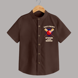 Dad’s Future Cricket Buddy SHIRT – Cute Sports Outfit - CHOCOLATE BROWN - 0 - 6 Months Old (Chest 23")