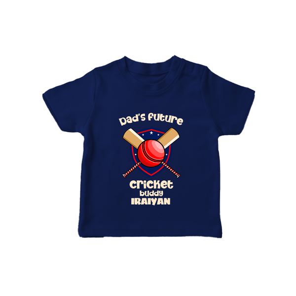 Dad’s Future Cricket Buddy TSHIRT – Cute Sports Outfit - NAVY BLUE - 0-5 Months Old (Chest 17")