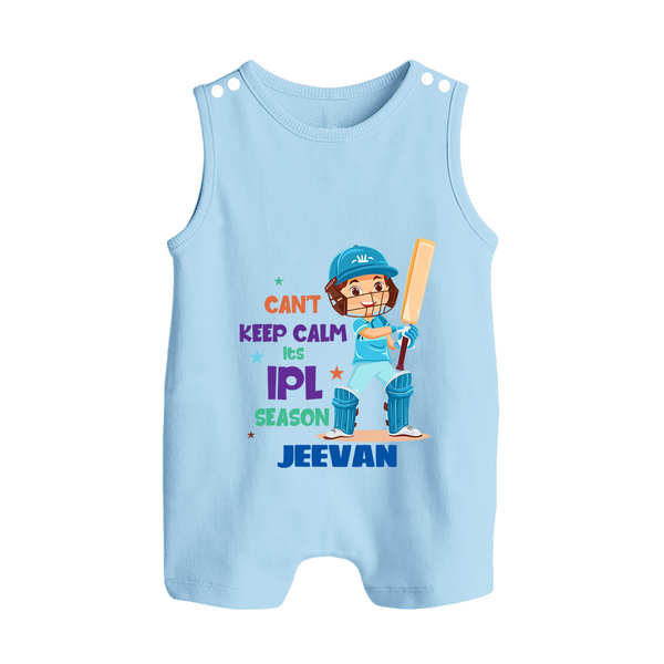 Can’t Keep Calm It’s Cricket Season BUTTON ROMPER - BABY BLUE - New Born (Chest 18")