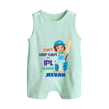 Can’t Keep Calm It’s Cricket Season BUTTON ROMPER - MINT GREEN - New Born (Chest 18")