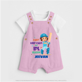 Can’t Keep Calm It’s Cricket Season DUNGAREE - BABY PINK - 0 - 5 Months Old (Chest 18")