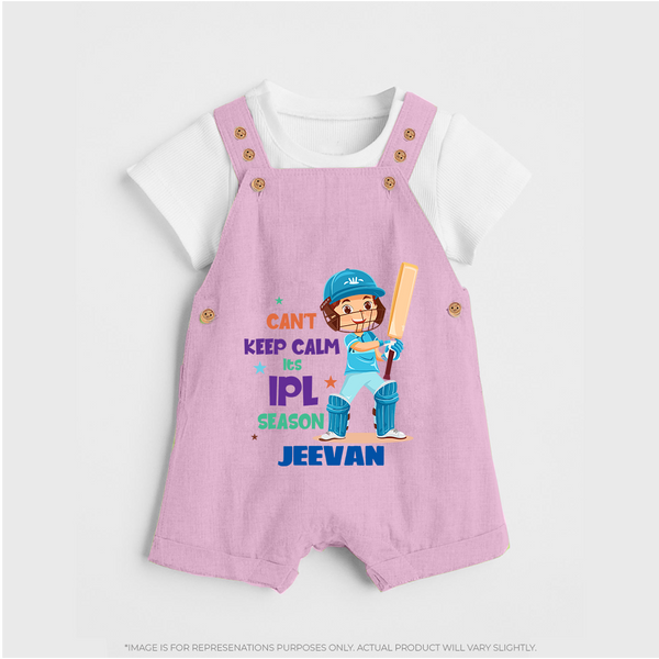 Can’t Keep Calm It’s Cricket Season DUNGAREE - BABY PINK - 0 - 5 Months Old (Chest 18")