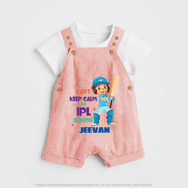 Can’t Keep Calm It’s Cricket Season DUNGAREE - PEACH - 0 - 5 Months Old (Chest 18")