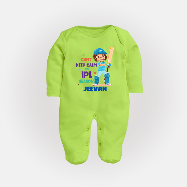 Can’t Keep Calm It’s Cricket Season FULL BODY SUIT - LIME GREEN - New Born (Chest 7.5")