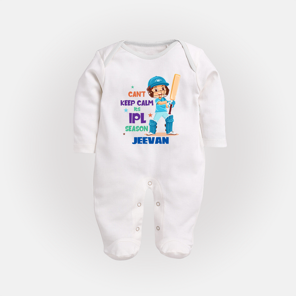 Can’t Keep Calm It’s Cricket Season FULL BODY SUIT - WHITE - New Born (Chest 7.5")