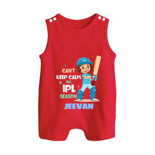 Can’t Keep Calm It’s Cricket Season BUTTON ROMPER - RED - New Born (Chest 18")