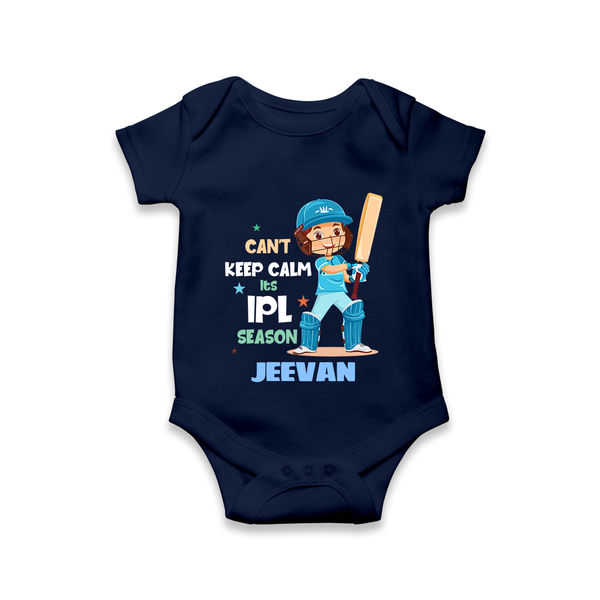 Can’t Keep Calm It’s Cricket Season Baby Romper - NAVY BLUE - New Born (Chest 14")