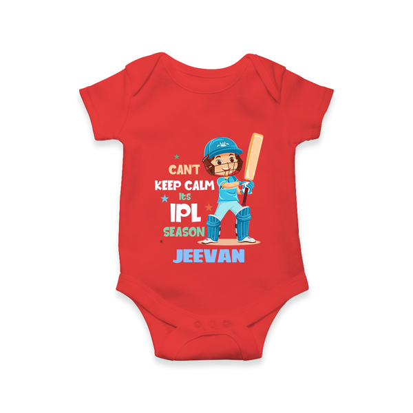Can’t Keep Calm It’s Cricket Season Baby Romper - RED - New Born (Chest 14")