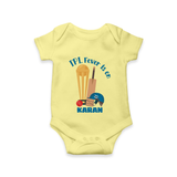 Cricket Fever Is On Baby Romper – Fan Edition - PASTEL YELLOW - New Born (Chest 14")