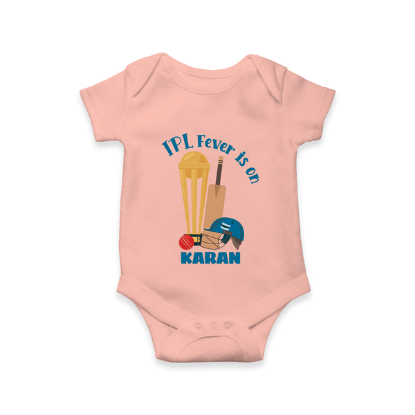 Cricket Fever Is On Baby Romper – Fan Edition - PEACH - New Born (Chest 14")