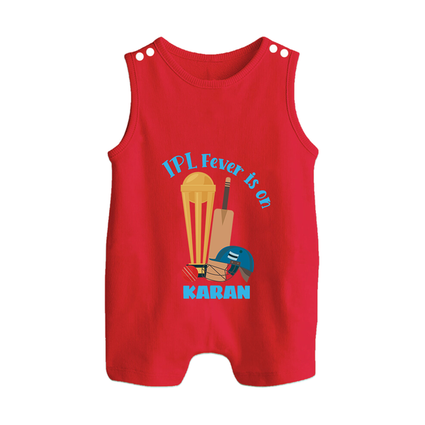 Cricket Fever Is On BUTTON ROMPER – Fan Edition - RED - New Born (Chest 18")