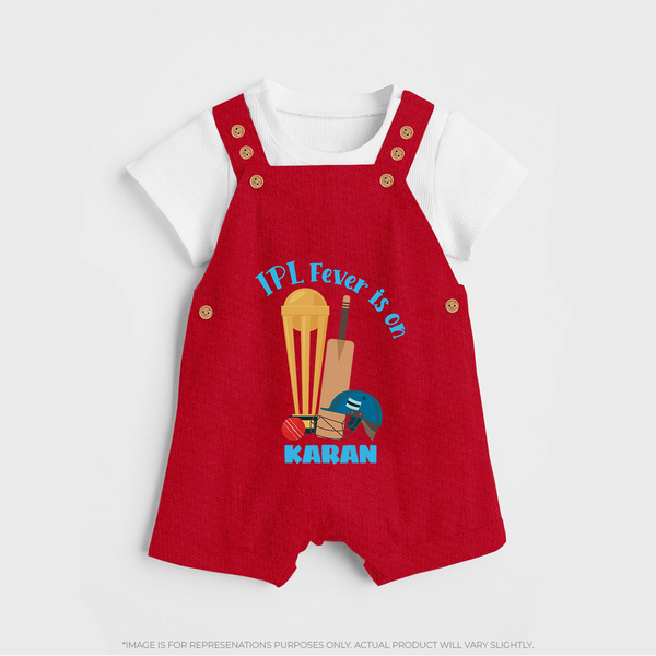 Cricket Fever Is On DUNGAREE – Fan Edition - RED - 0 - 5 Months Old (Chest 18")