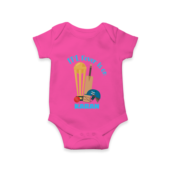 Cricket Fever Is On Baby Romper – Fan Edition - HOT PINK - New Born (Chest 14")