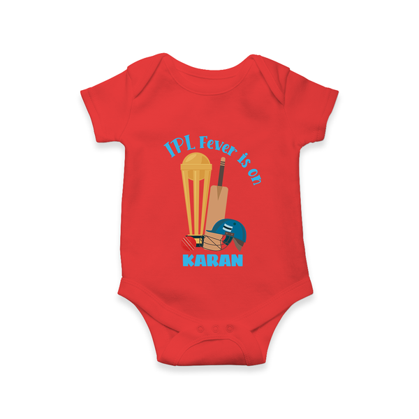 Cricket Fever Is On Baby Romper – Fan Edition - RED - New Born (Chest 14")