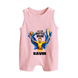 Let The Battle Begin BUTTON ROMPER – Match Day Outfit - BABY PINK - New Born (Chest 18")