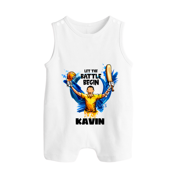 Let The Battle Begin BUTTON ROMPER – Match Day Outfit - WHITE - New Born (Chest 18")
