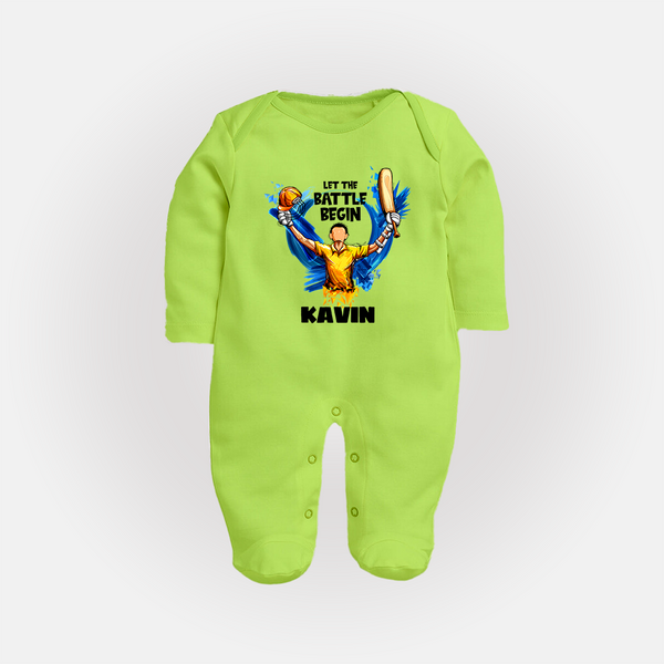 Let The Battle Begin FULL BODY SUIT – Match Day Outfit - LIME GREEN - New Born (Chest 7.5")